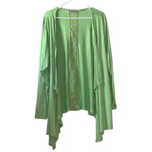 Avenue Womens Plus Size Green Cardigan With Lace Trim
